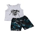 thumbnail image 2 of Baby Boy Two Pieces Set  Leaves Letter Printing Top Shorts Suit, 2 of 5