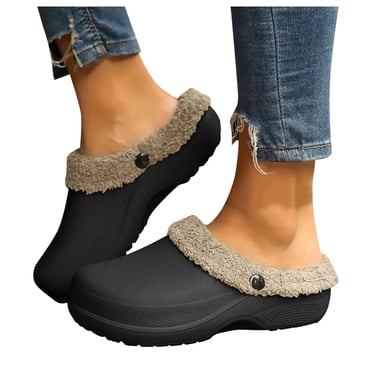 Sabots de Jardin Imperméables d'Hiver, Pantoufles Duveteuses pour Femmes et Hommes avec Doublure en Molleton, Intérieur/extérieur, Bottes Décontractées à Enfiler, Chaussures de Maison