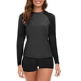 thumbnail image 1 of UPPADA Two Piece Rash Guard for Women Long Sleeve Swimsuits Uv Upf 50+ Sun Protection Swim Shirt Bathing Suit With Boyshort Bottom, 1 of 3