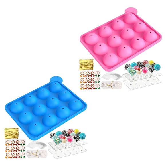 410Pcs Cake Pop Maker Kit Reusable DIY Cake Pop Kit 15-Hole Acrylic Lollipop Holder Treat Sticks Silicone Cake Pop Moulds for Baking