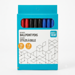 Pen+Gear Stick Ballpoint Pens, 1.0mm, Assorted color Ink, 10 Count, Red, Green & Blue
