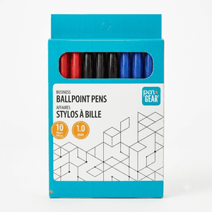 Pen+Gear Stylos à bille de bâton, 1.0mm, Encre de couleur variée 10 Compte, Rouge, Vert & bleu