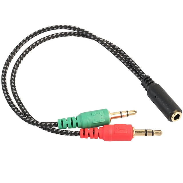 3.5mm 2 Male Plug to 1 Female Jack Audio Mic Headset Splitter Adapter Cable