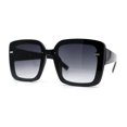 thumbnail image 3 of Womens Rectangle Rimless Thick Plastic Retro Designer Sunglasses Black Smoke, 3 of 4