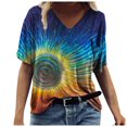 thumbnail image 2 of SMihono Hauts pour Femmes Été Chic Décontracté Mode T-Shirt d'Été pour Femmes Imprimé à Manches Courtes Col Rond T-Shirt Décontracté Hauts Tee Grande Taille T-Shirt, 2 of 3