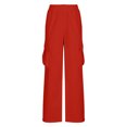 thumbnail image 4 of Timegard Cargo Pants for Women Elastic High Waist Solid Color Straight Leg Outdoor Pants with Pockets, 4 of 5