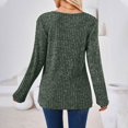 thumbnail image 4 of Birdeem Women's Solid Short Color Casual Long Sleeve New Round Neck Solid Color Panel Button Long Sleeve Loose, 4 of 12