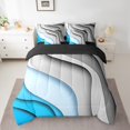 thumbnail image 2 of YST Grey Blue Gradient 7-Piece Bedding Set, Geometric Stripe Comforter Set, Modern Abstract Bed in a Bag, Twin, 2 of 4