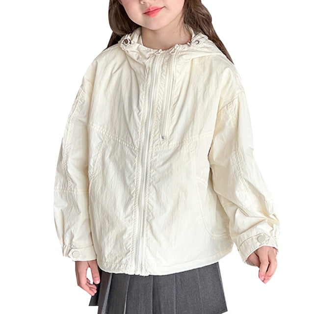 Sunnyoo Toddler Girls Sun Protection Lightweight Outerwear Loose Fit Zipper Jacket, Sizes 2-16