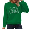 thumbnail image 2 of Chandails en Molleton Arbre de Noël pour Femmes 2025 Manches Longues Col Rond Graphique Arbre de Pin Chandail de Vacances Xmas, 2 of 7