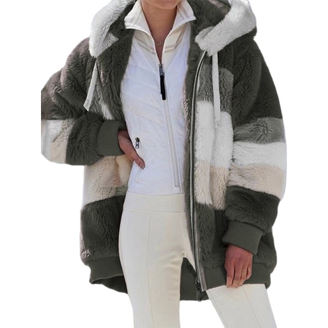 Innerwin Veste à Manches Longues pour Femmes, Manteau d'Hiver Chaud avec Poches, Vert Armée TG