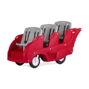 Foundations Gaggle Parade 6-Seat Buggy Stroller, Durable Multi-Child Daycare Stroller with Safety Harnesses, Red/Gray