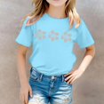 thumbnail image 2 of WEIYLL T-Shirt pour Filles Imprimé Floral Col Rond Manches Courtes Décontracté Doux pour 3-4 Ans, 2 of 5