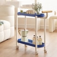 thumbnail image 1 of Table d'Appoint Portable à Roulettes Crème, Table de Bout Mobile, Organisateur de Rangement Robuste à 2 Niveaux avec Roues Silencieuses à 360°, Table Gigogne Compacte pour Chambre, Salon et Petits Espaces, Bleu, 1 of 6