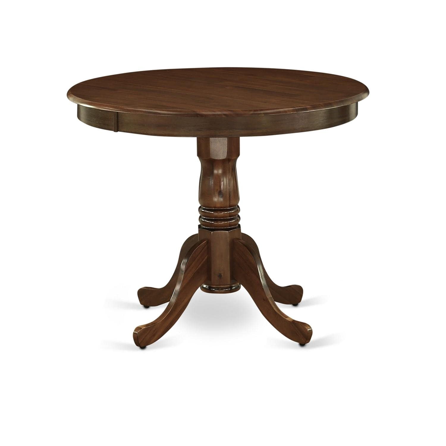 East West Furniture Room ANT-AWA-TP Wooden Dining Table with Antique Round Tabletop and 36 x 29.5-Walnut Finish