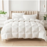 Highland Feather 800 Fill Power European White Down Duvet 289TC Pure Cotton Casing with Corner Ties PESCARA Fluffy and Cozy, Summer, Queen, 25 OZ