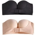 thumbnail image 1 of WZXFASHION Femme 2 Pcs Sans Bretelles Antidérapant Ajustement Sans Armatures Soutien-Gorge de Robe Soutien-Gorge Multicolore AB70, 1 of 9