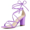 thumbnail image 1 of BLISSFUL STEP Women's Open Toe Strappy Lace Up Block Heel Sandals, 1 of 7