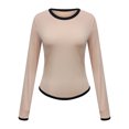 thumbnail image 5 of Timegard Hauts de Sortie pour Femmes Col Ras du Cou Manches Longues Couleur Unie Ajusté Confortable Hauts Courts Décontractés Mode, 5 of 5