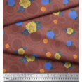 thumbnail image 2 of Soimoi Brown Modal Satin Fabric Circle,Leaves & Floral Hand Drawn Printed Fabric 1 Yard 42 Inch Wide, 2 of 2