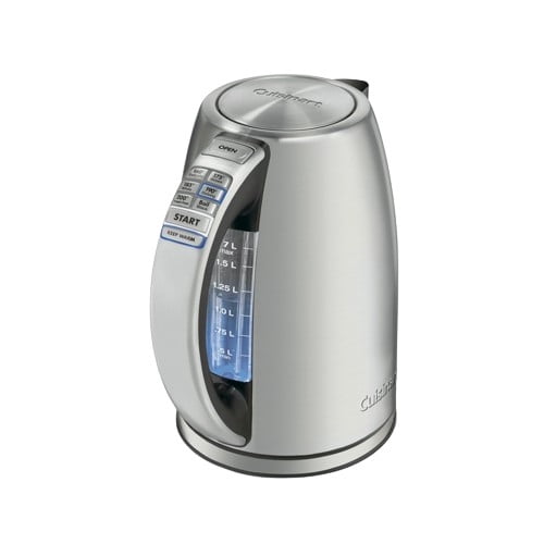 Bouilloire électrique Cuisinart PerfecTemp 1,7 L, chauffe rapide 1500 W, 6 températures préréglées, maintien au chaud 30 min, sans fil, acier inoxydable (CPK-17C)