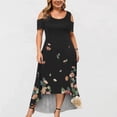 thumbnail image 2 of TopLLC Robes d'Été pour Femmes Grande Taille à Manches Courtes Robes Maxi à Fleurs Robe de Soirée à Épaules Dénudées avec Poches Robe Formelle Femme, 2 of 5
