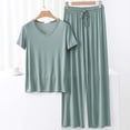 thumbnail image 1 of Weiqiqre Ensemble de Pyjama en Satin pour Femmes Pyjamas Rafraîchissants Ensembles d'Été Assortis Manches Courtes Ensemble de Détente Femmes, 1 of 3