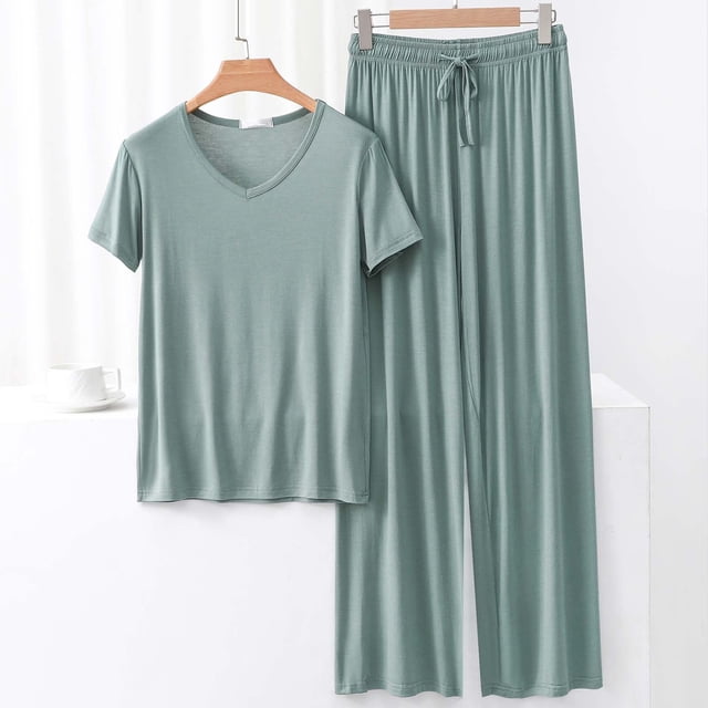 Weiqiqre Ensemble de Pyjama en Satin pour Femmes Pyjamas Rafraîchissants Ensembles d'Été Assortis Manches Courtes Ensemble de Détente Femmes