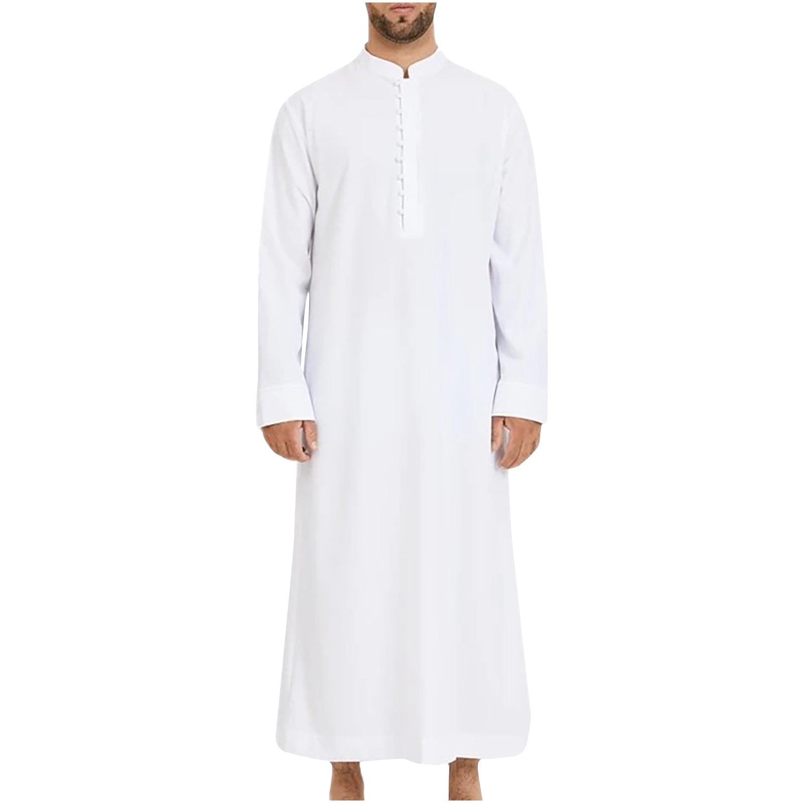 Gspmoly Mens Tshirts, Men'S Casual Solid Ethnic Style Button Muslim Robe Long Sleeved Standing Neck Summer Tops Deals