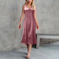 thumbnail image 2 of Vente de Liquidation 2025 Chemises de Nuit et Robes de Nuit pour Femmes Mode Robe Unie Sans Manches à Bretelles Col en V Robe Ample Robe de Nuit Maison, 2 of 5