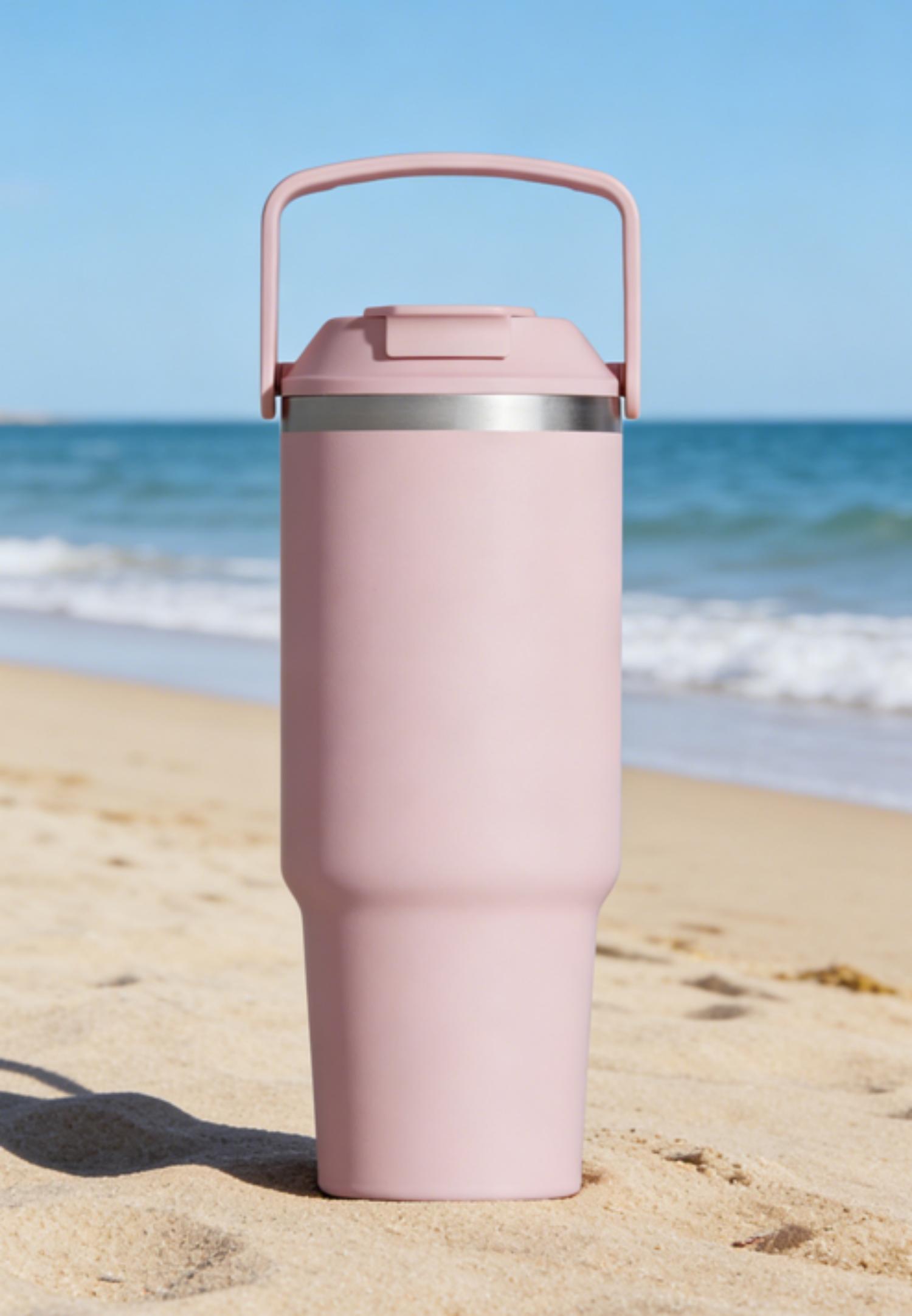 Gourde en acier inoxydable Mainstays 30 oz, Rose, Intérieur SS304 & Extérieur SS201, Silicone PP
