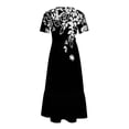 thumbnail image 4 of Pisexur Robes d'Été pour Femmes Col Rond Robe Fluide Plissée Tendance Manches Courtes Mode avec Poche Plage Été Évasée Imprimé Floral 2024 Robes, 4 of 4
