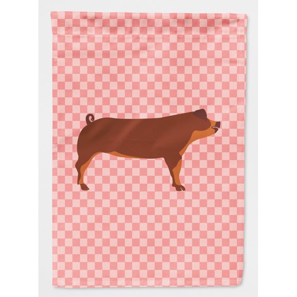 Carolines Treasures BB7942CHF Duroc Pig Pink Check Canvas House Flag