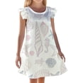 thumbnail image 1 of Chemise de Nuit d'Été pour Filles, Imprimé Océan Mignon, Manches Courtes, Tenue de Détente Décontractée, Robe de Pyjama Confortable pour Enfants, pour Tout-Petits de 3 à 10 Ans, 1 of 3