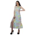 thumbnail image 3 of Moomaya Robe de Vacances pour Femmes en Rayonne, Col Licou, Sans Manches, Fente avant, Robe Imprimée, 3 of 4