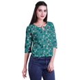 thumbnail image 2 of Moomaya Printed Keyhole Neck Ring Top Casual 3/4th Sleeve Tees Tank Tunic Top, 2 of 5