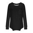 thumbnail image 4 of Yuyuzo T-Shirts à Manches Longues pour Femmes Col Ras du Cou Décontractés Basiques Doux Amples Couleur Unie Hauts d'Automne, 4 of 5