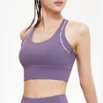 thumbnail image 2 of Virmaxy Womens High Impact Sports Bra Shock-Absorbing Gathering Collection and Complementary Breast Color Matching Edging No Wear Sports Bra Purple-1 M, 2 of 4