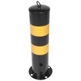 thumbnail image 1 of TAILTOSS 1Set Steel Parking Barrier Safety Bollards Cylindrical For Commercial Users Black Yellow, 1 of 8