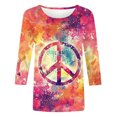 thumbnail image 4 of QIPOPIQ Hauts à Col Rond pour Femmes Manches 3/4 Coupe Ample Chemises Décontractées Basiques Unies Blouses Liquidation, 4 of 5