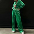 thumbnail image 2 of IROINNID Survêtement pour Femmes Ensemble 2 Pcs Velours Couleur Réduite Chandail à Capuche Sport Décontracté Pantalon Ensemble Tenue de Jogging, Vert, 2 of 7
