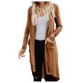 thumbnail image 1 of Cardigan Long pour Femmes avec Bouton Cardigan sur le devant Ouvert avec Poches, 1 of 2