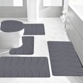 thumbnail image 4 of Fridja Bathroom Rugs 5 Piece - Absorbent Memory Foam Bath Mat for Bathroom, Non-Slip, Machine Washable, Dries Quickly, Bathroom Mat Set Dark Gray, 4 of 5