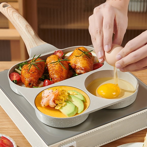 PEONAVET Nonstick Frying Pan Nonstick Eggs Frying Pan 3 Cup Grill Pan Divided Frying Pan For Breakfast For Gas Stove Induction