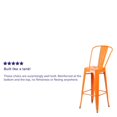 thumbnail image 2 of Commercial Grade 4 Pack 30" High Orange Metal Indoor-Outdoor Barstool with Back, 2 of 9