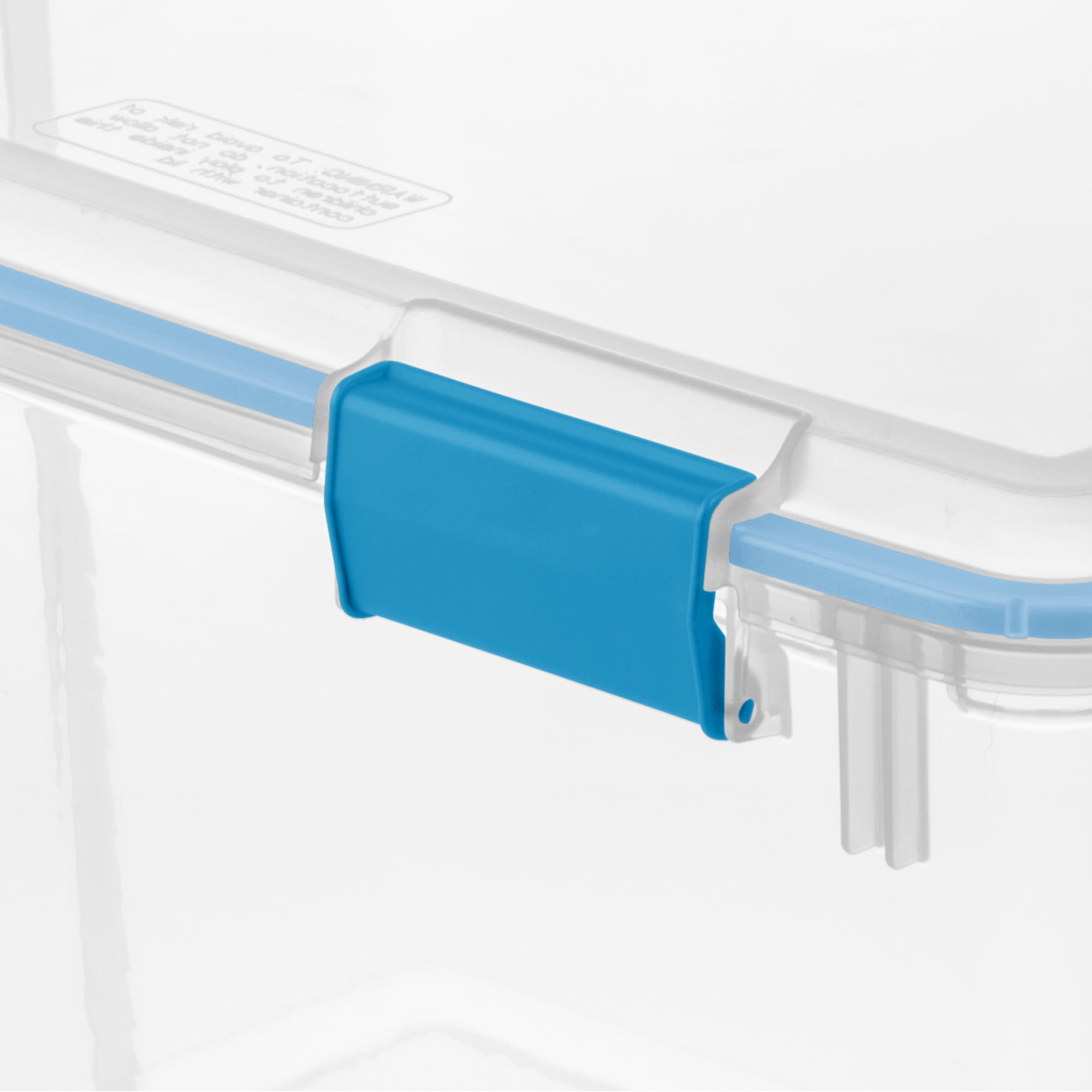 Sterilite Boîte à joint d’étanchéité de 71 L, grand bac de rangement transparent résistant aux intempéries avec couvercle à loquet, bleu