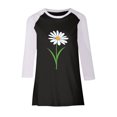thumbnail image 3 of CEHVOM Ladies' O-Neck Casual Printed Color-Blocking Three-Quarter Sleeve Blouse, 3 of 3