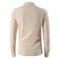 thumbnail image 4 of AherBiu Men's Shirts Long Sleeve Stand Collar Front Drawstring Slim Fitted Tshirt Tops Fall Lightweight Shirts Tops, 4 of 8