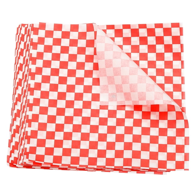 Uxcell 300Pcs Square Checkered Pattern Wax Paper Sheets 9x9" Red