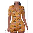 thumbnail image 1 of Pyjama pour Femme à Imprimé Floral, Col en V Profond, Manches Courtes, Combinaison Justaucorps, Pyjama pour Femmes ( P/M/G/TG/TTG), 1 of 4